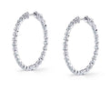 Small Single Prong Diamond Hoop Earrings - 35MM - 2.70 Carats