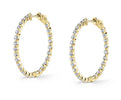 Small Single Prong Diamond Hoop Earrings - 35MM - 2.70 Carats