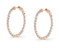 Small Single Prong Diamond Hoop Earrings - 35MM - 2.70 Carats