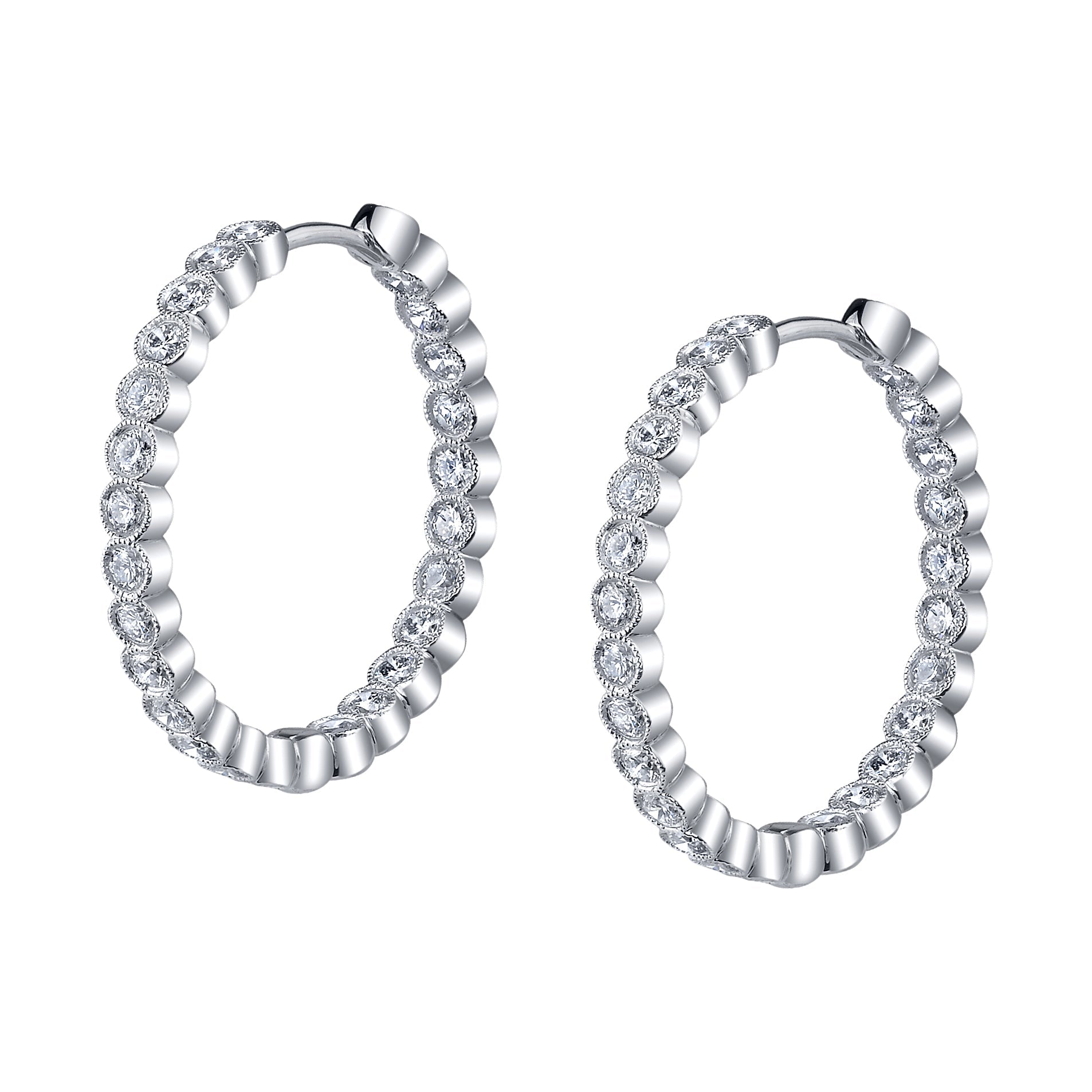 Modern Diamond Hoops - 24MM - 1.54 Carats