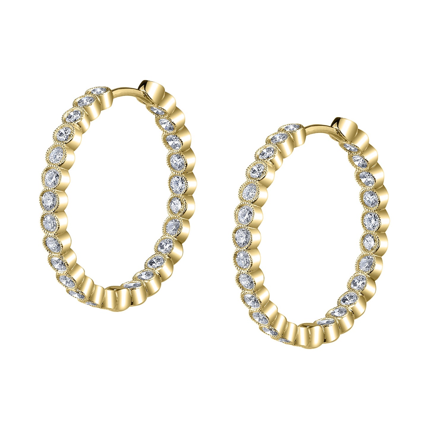 Modern Diamond Hoops - 24MM - 1.54 Carats