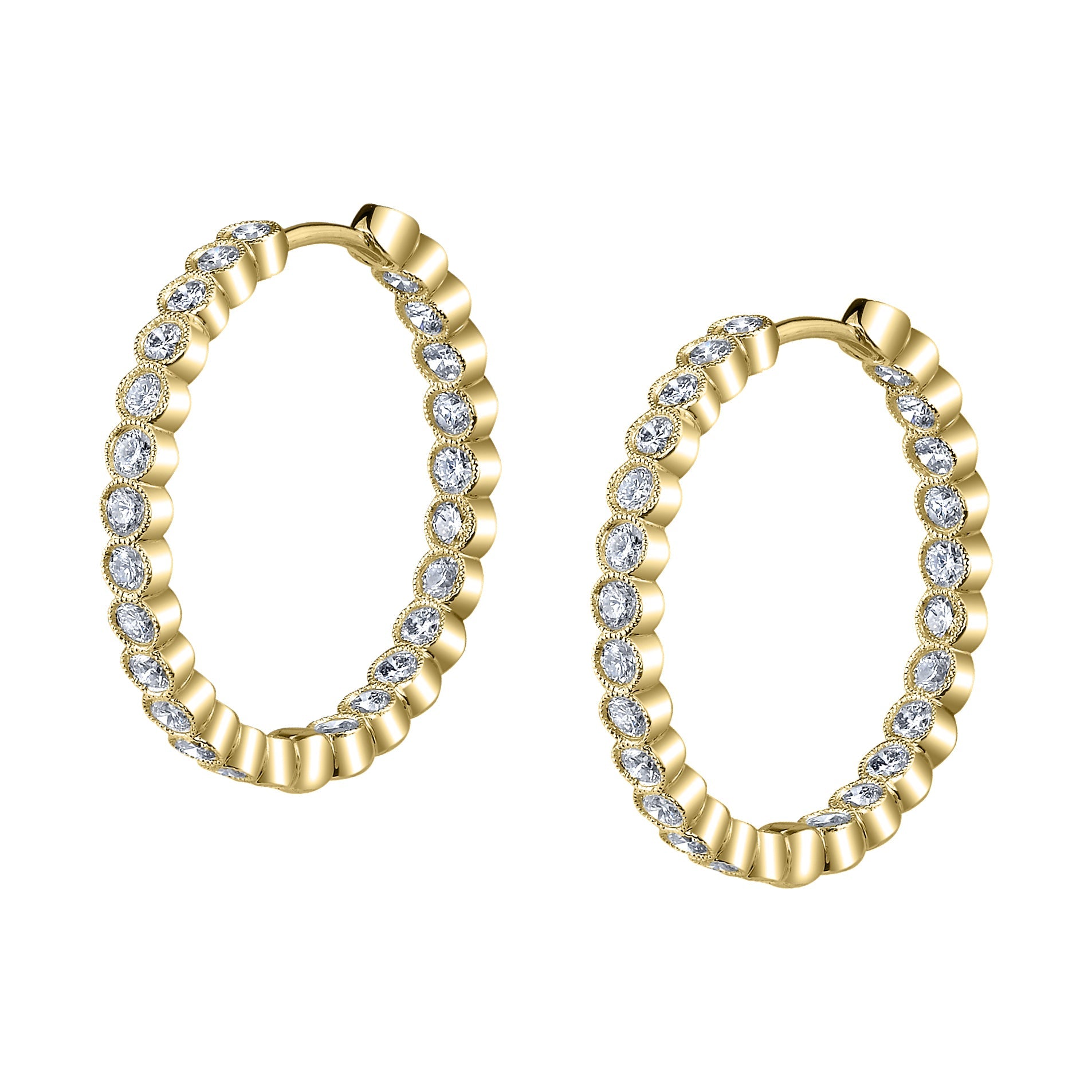 Modern Diamond Hoops - 24MM - 1.54 Carats