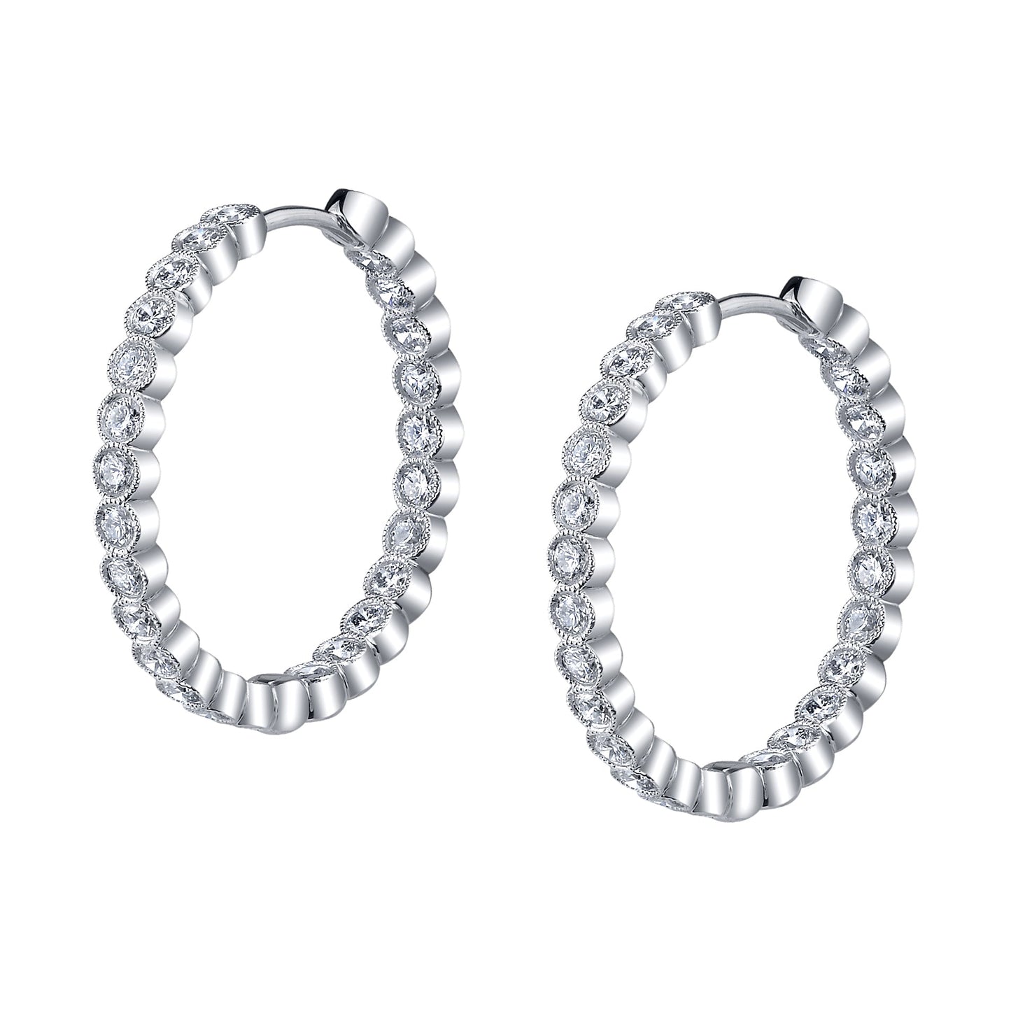 Modern Diamond Hoops - 24MM - 1.54 Carats
