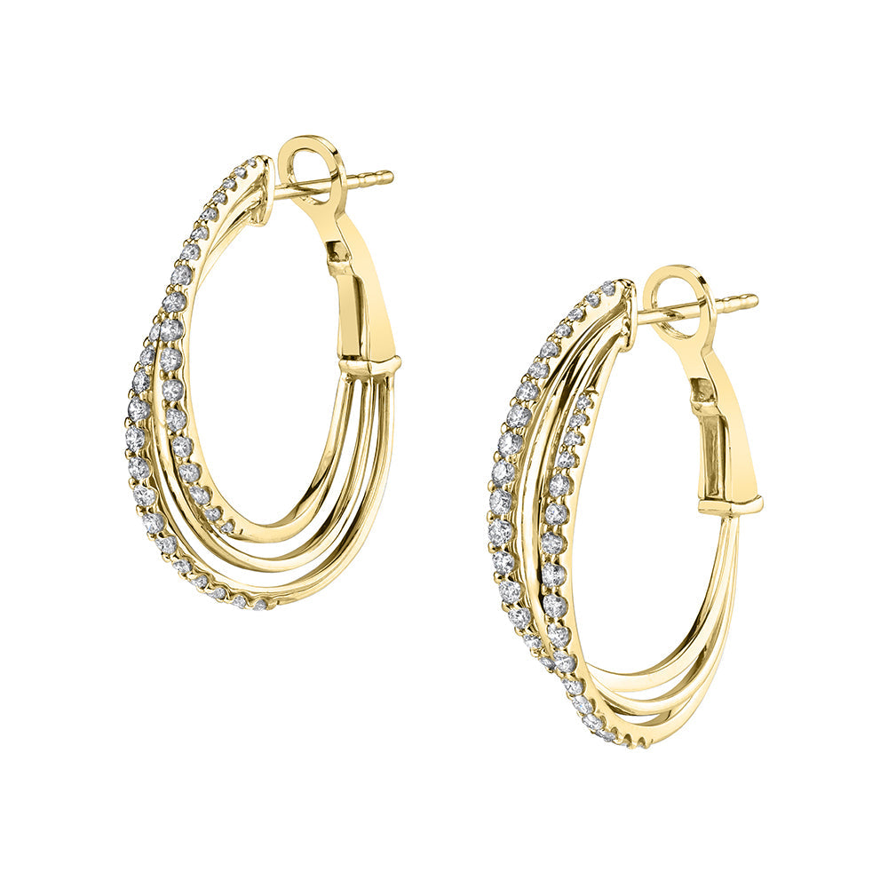 Modern Diamond Hoop Earrings