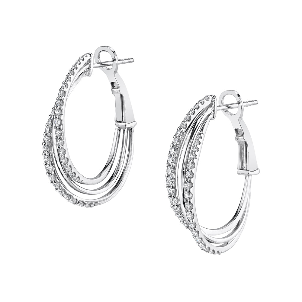 Modern Diamond Hoop Earrings