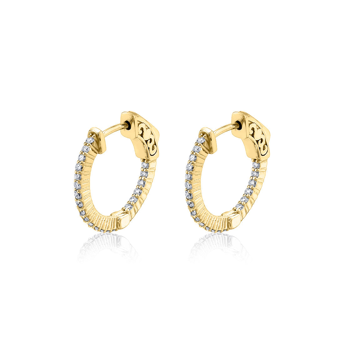 18MM Shared Prong Diamond Hoop Earrings