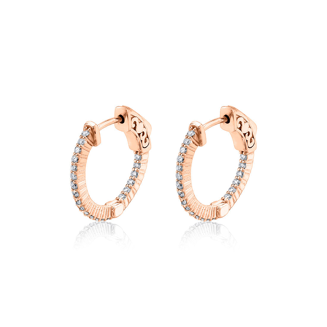 18MM Shared Prong Diamond Hoop Earrings