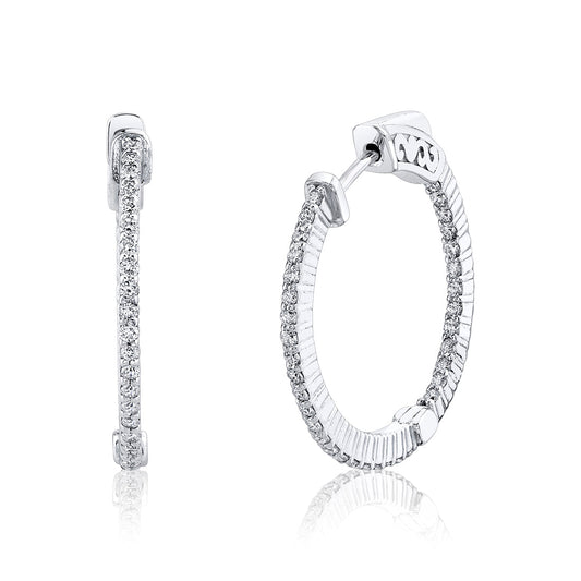 24MM Shared Prong Diamond Hoop Earrings