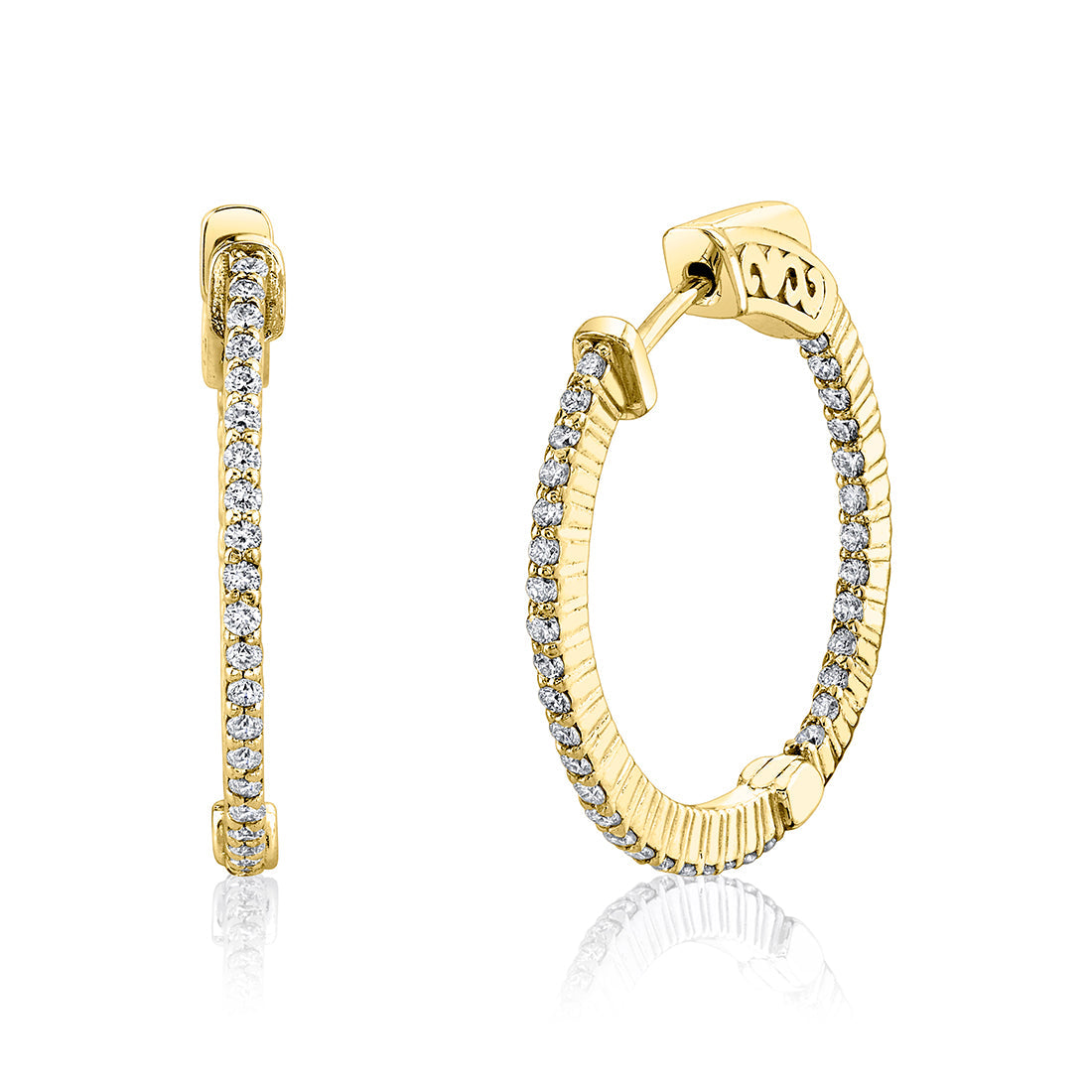 24MM Shared Prong Diamond Hoop Earrings