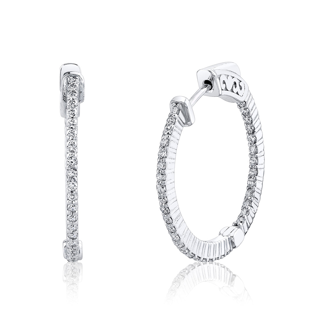24MM Shared Prong Diamond Hoop Earrings
