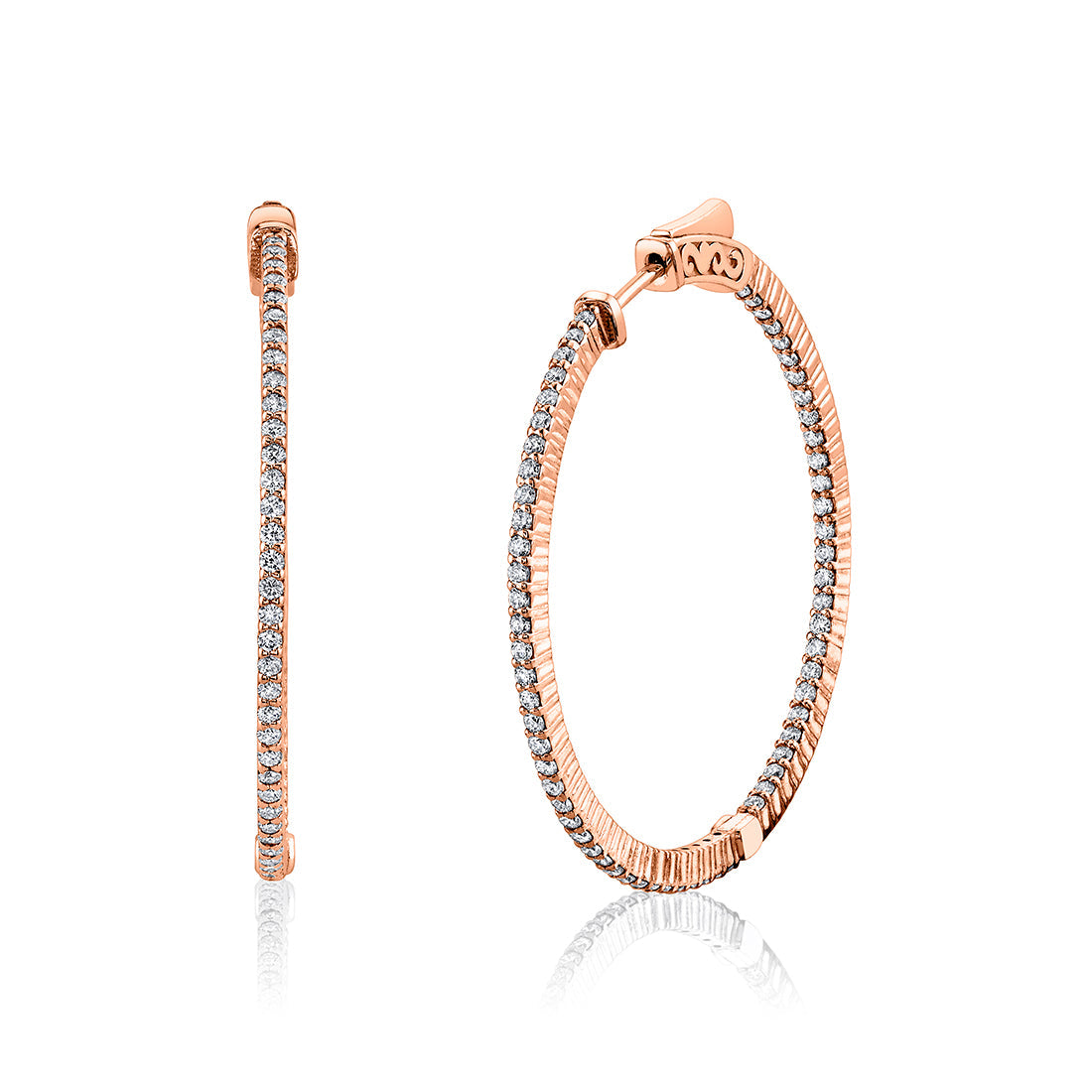 37MM Shared Prong Diamond Hoop Earrings