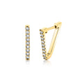 15MM V Shaped Diamond Hoop Earrings
