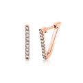 15MM V Shaped Diamond Hoop Earrings