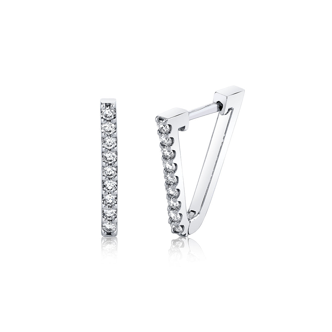 15MM V Shaped Diamond Hoop Earrings