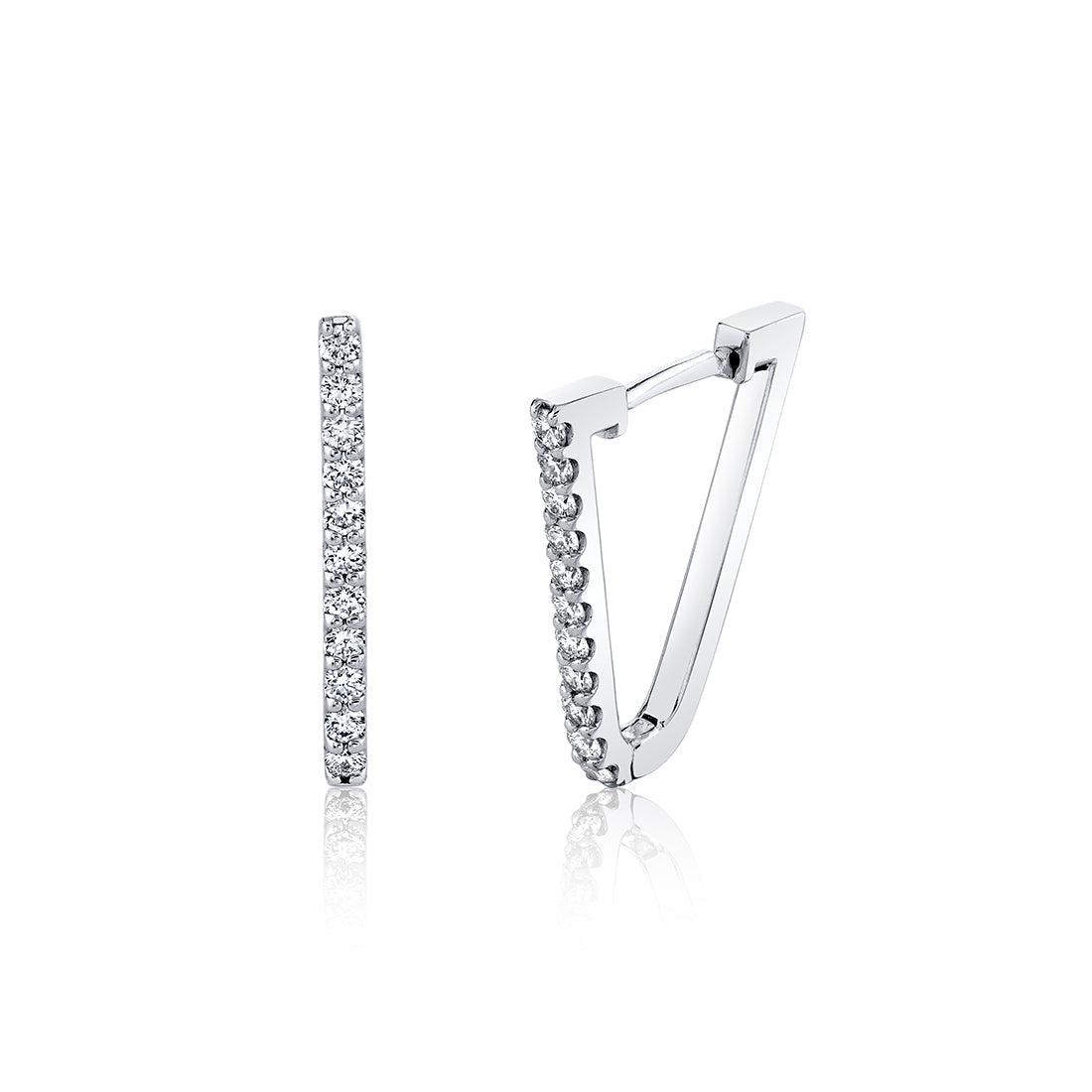 20MM V Shaped Diamond Hoop Earrings