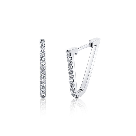 20MM V Shaped Diamond Hoop Earrings