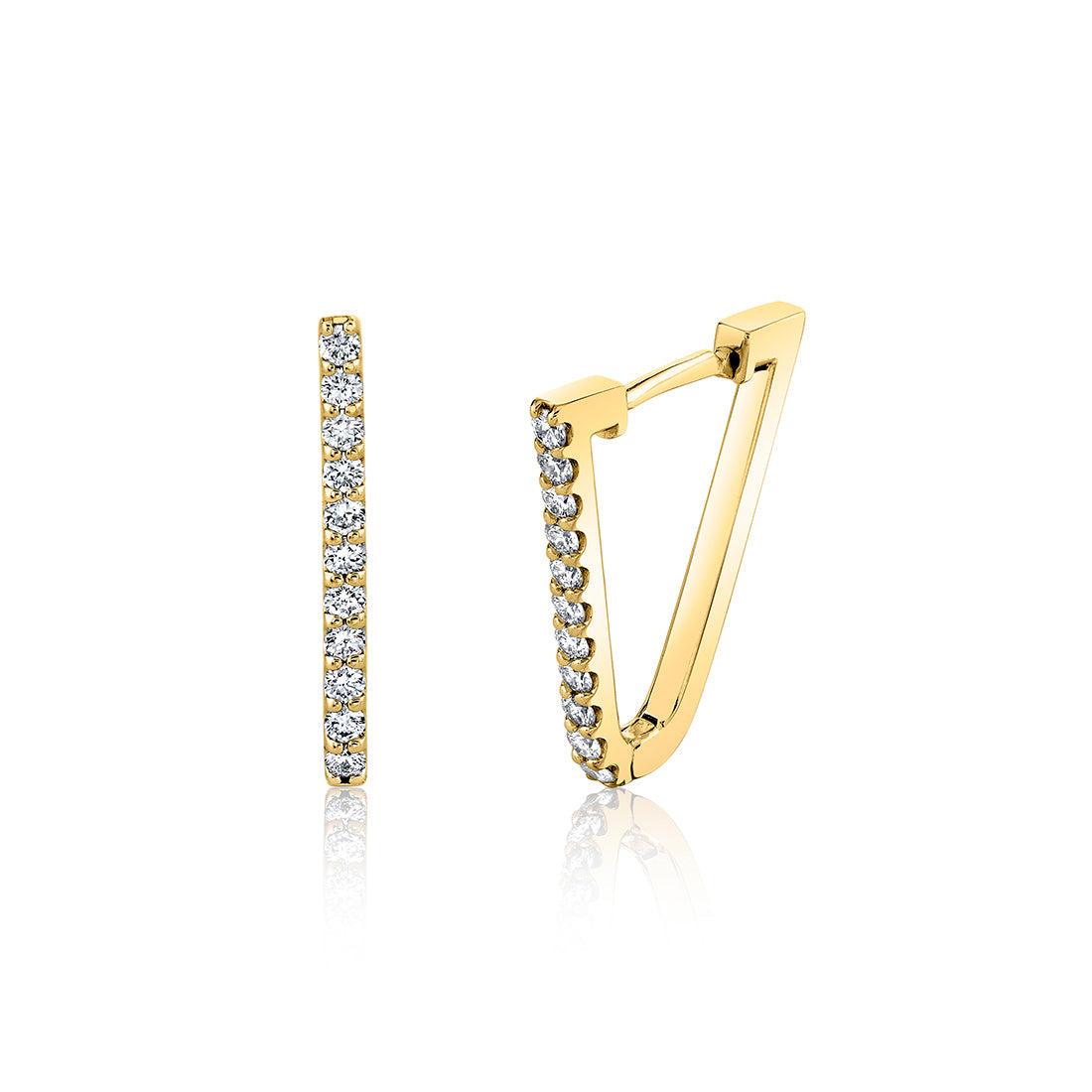 20MM V Shaped Diamond Hoop Earrings