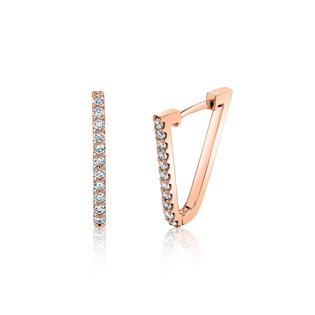 20MM V Shaped Diamond Hoop Earrings