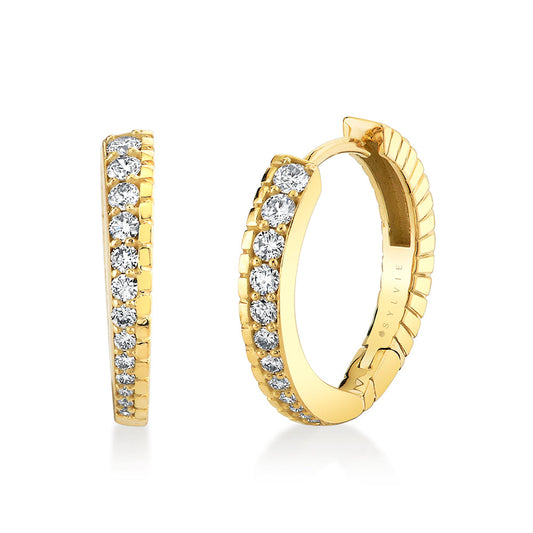 Lineaire Fine Line Graduated Diamond Hoop Earrings