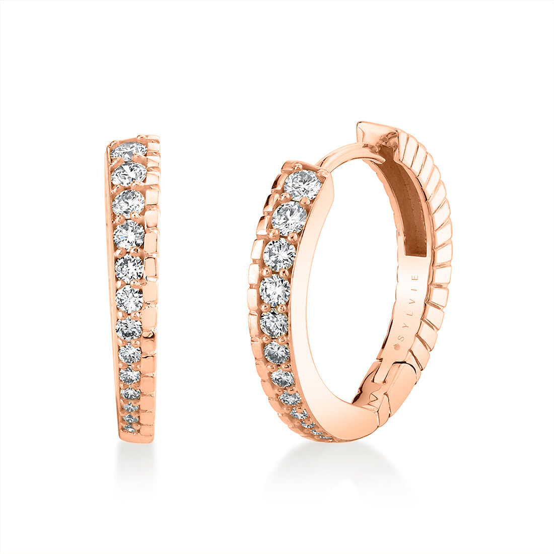 Lineaire Fine Line Graduated Diamond Hoop Earrings