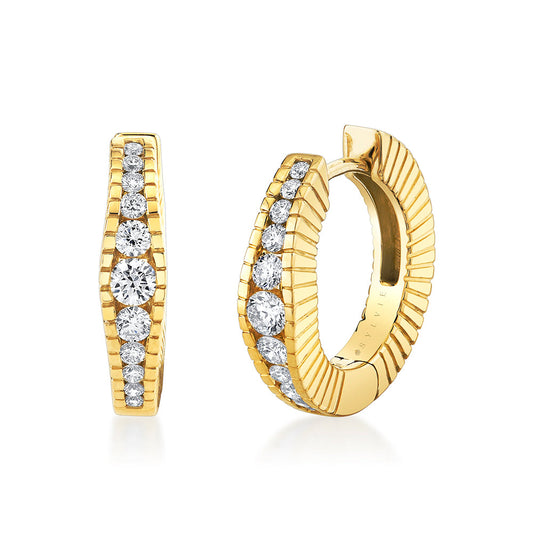 Lineaire Fine Line Graduated Diamond Hoop Earrings