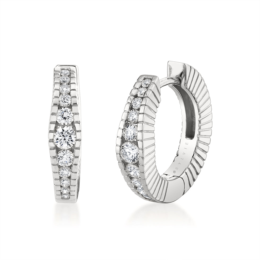 Lineaire Fine Line Graduated Diamond Hoop Earrings