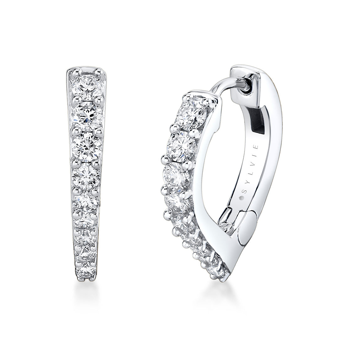 Shell Heritage Graduated Diamond Hoop Earrings