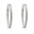 White Gold Diamond Inside/Outside 10ctw Hoop Earrings