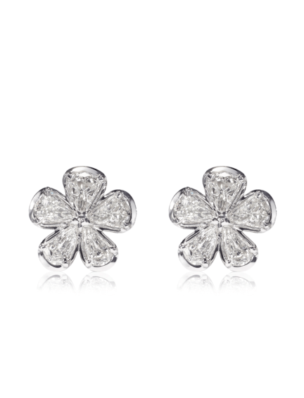 14K White Gold Crisscut Pear Lab-Grown Diamond Flower Earrings (3.35ctw) 