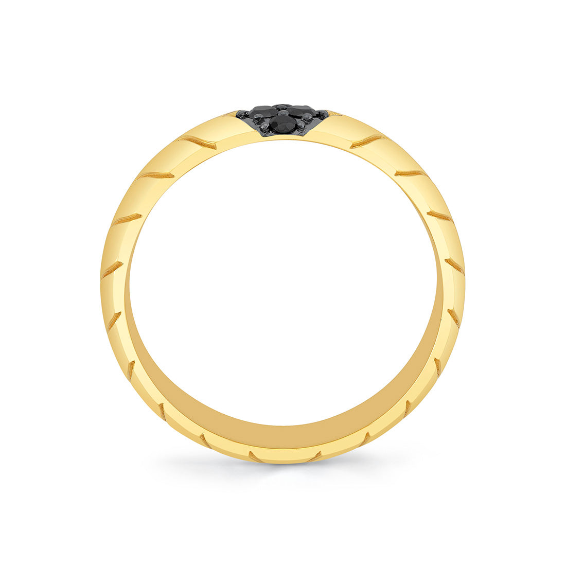 Shell Apex Polished Mens Band with Black Diamonds - Colton