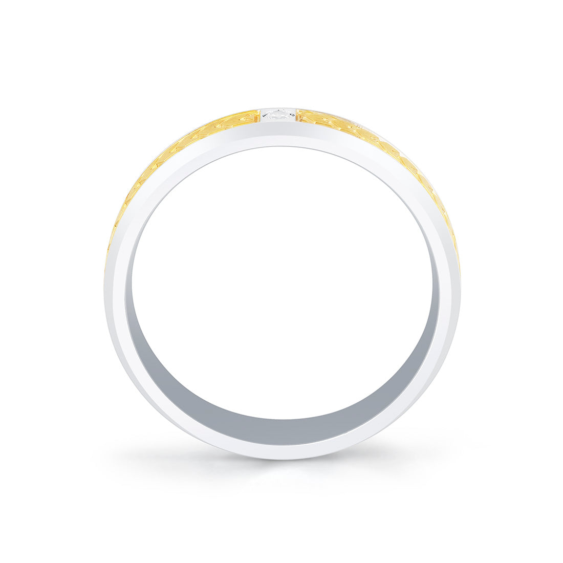 Shell Apex Two Tone Brushed Mens Band with Diamond - Desmond