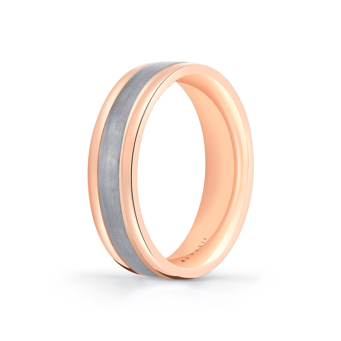 Heritage Two Tone Mens Band with Brushed Grey Gold - Luis
