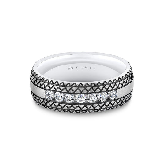 Heritage Engraved Diamond Mens Band - Keaton