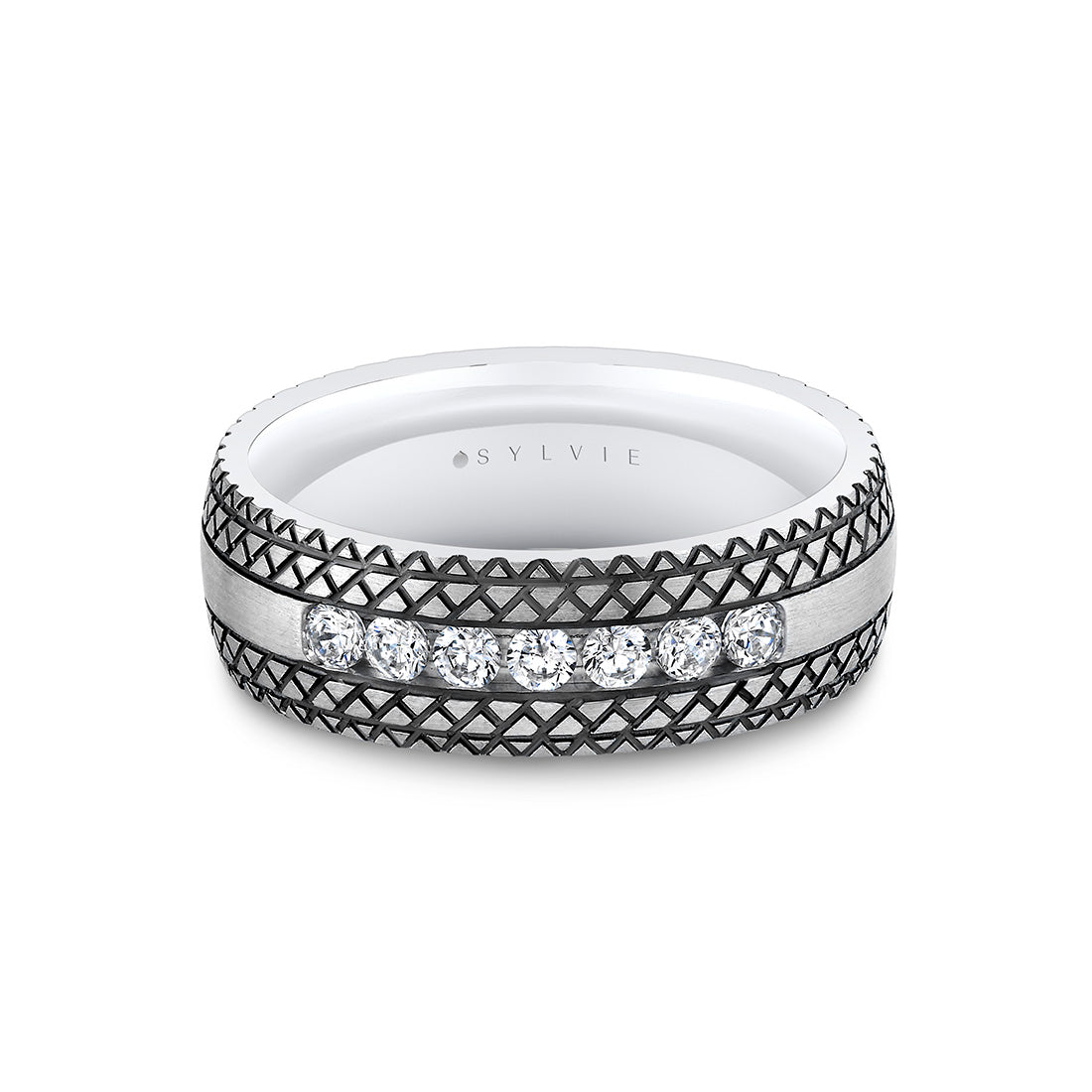 Heritage Engraved Diamond Mens Band - Keaton