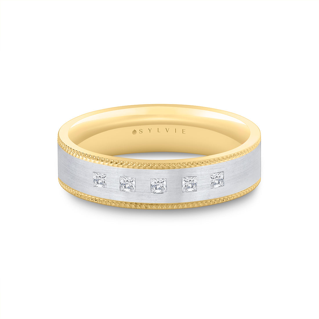 Heritage Two Tone Brushed Diamond Mens Band - Tristan
