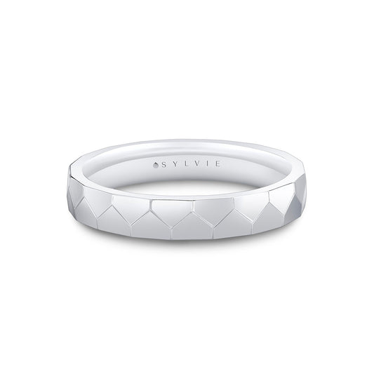 Heritage Geometric Shell Polished Mens Band - Christian