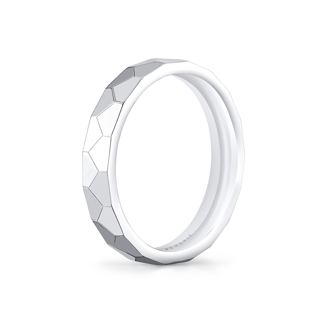 Heritage Geometric Shell Polished Mens Band - Christian