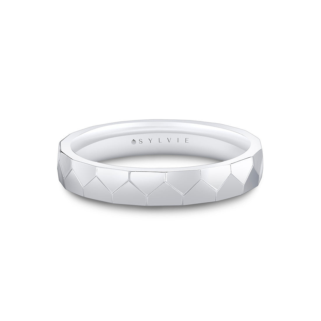Heritage Geometric Shell Polished Mens Band - Christian