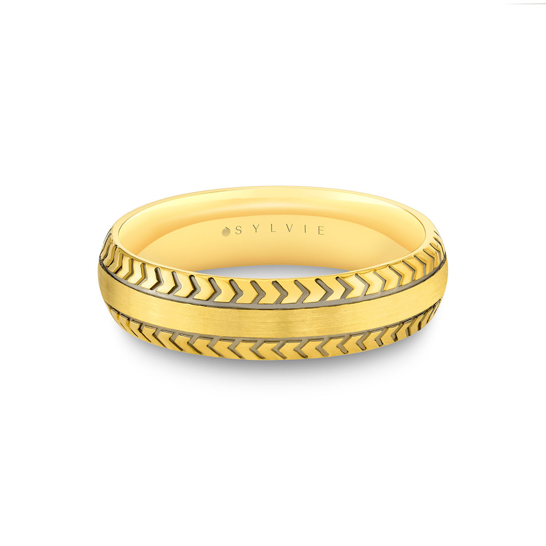 Shell Apex Engraved Mens Band - Felix