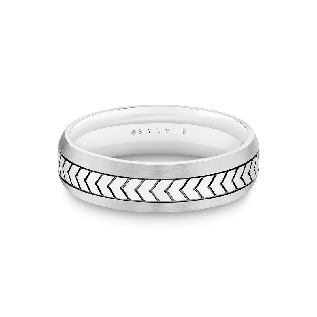 Shell Apex Two Tone Engraved Mens Band - Quincy