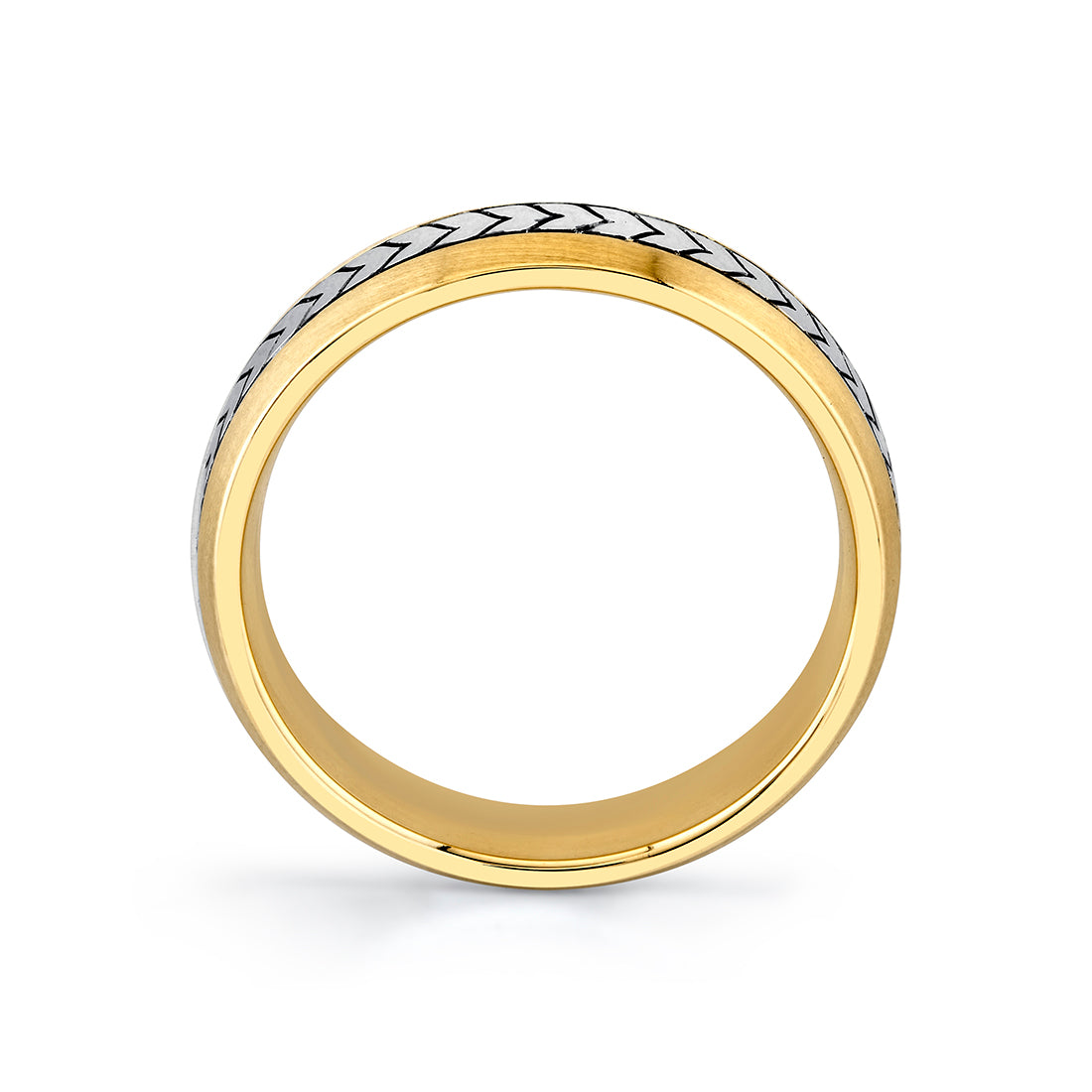 Shell Apex Two Tone Engraved Mens Band - Quincy
