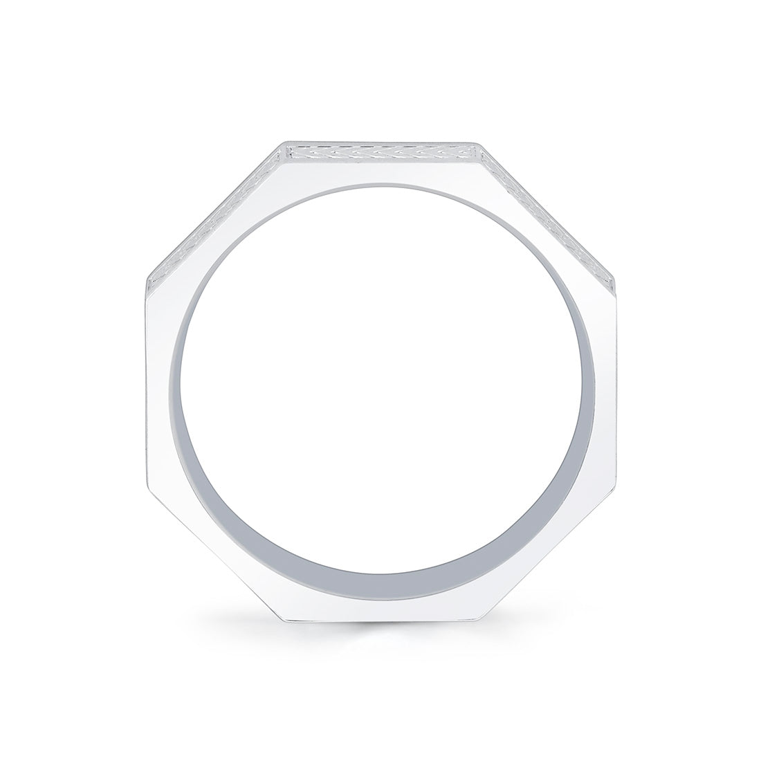 Shell Apex Octagonal Engraved Mens Band - Gavin