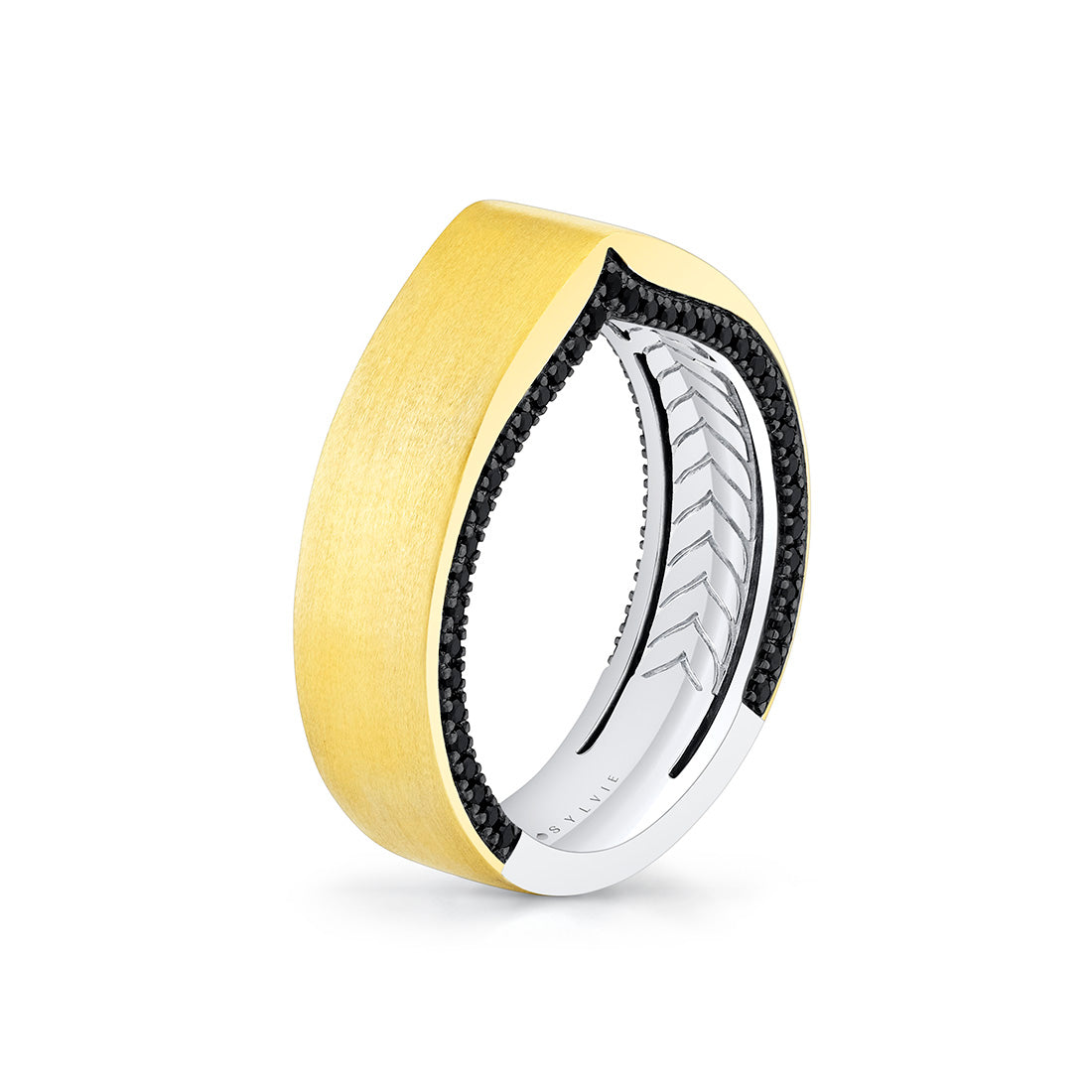 Shell Iconelle Two Tone Black Diamond Mens Band - Henri