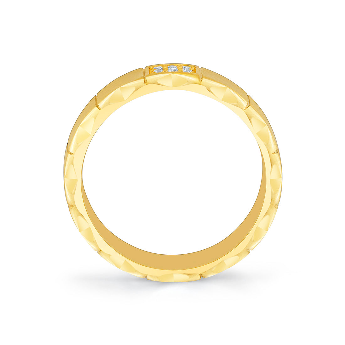 Fluted Shell Brushed Diamond Mens Band - Griffin