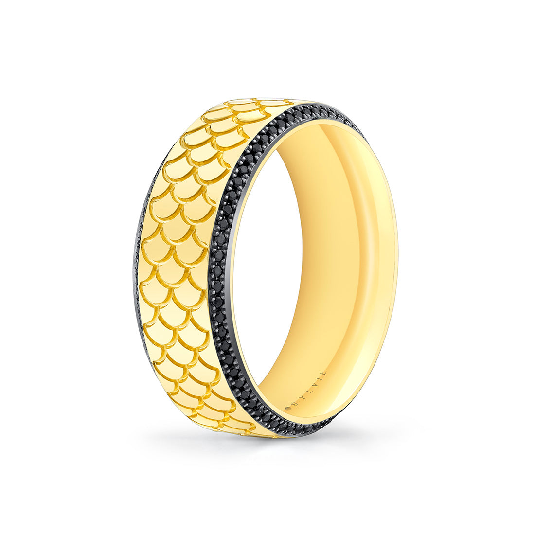 Heritage Engraved Black Diamond Mens Band - Damian