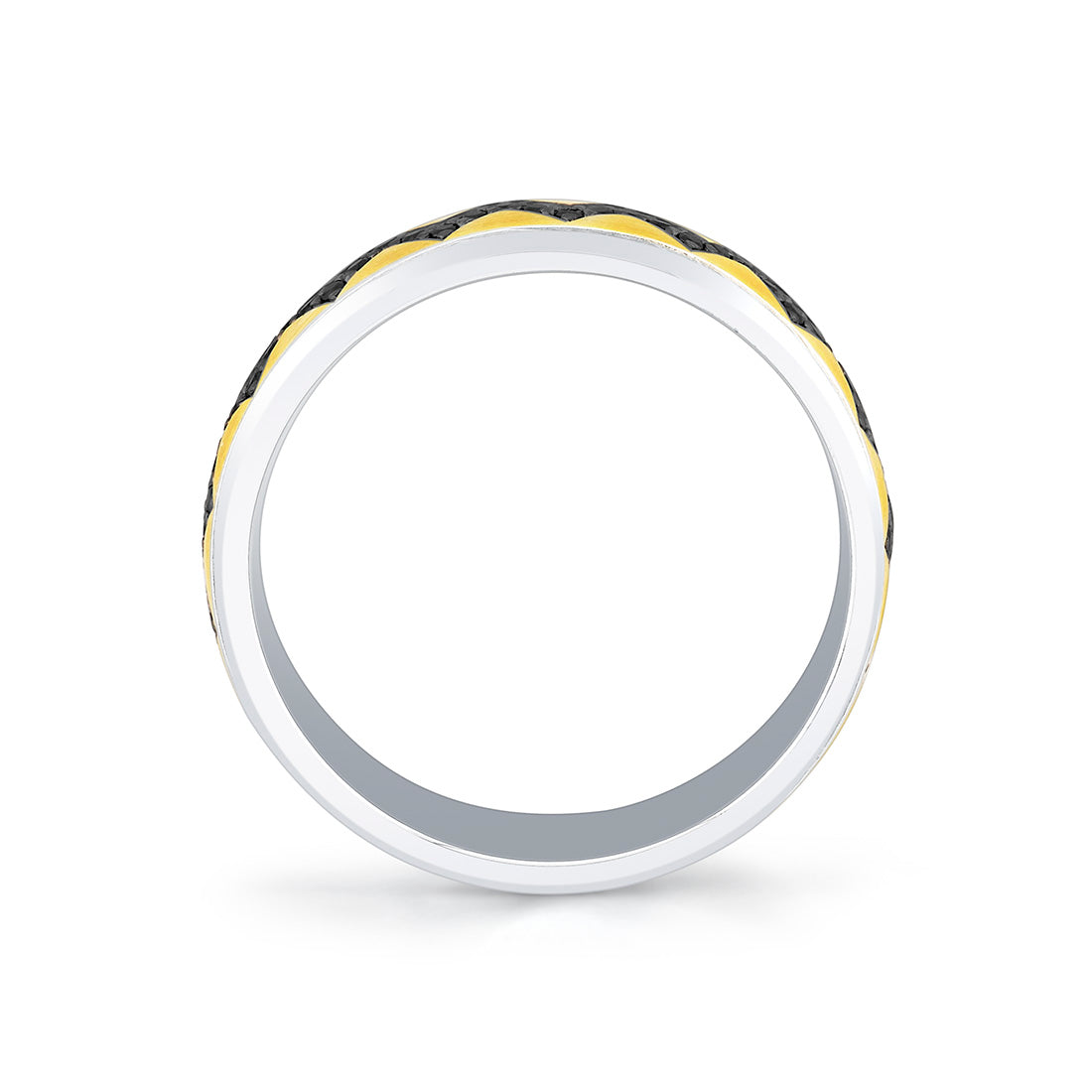 Shell Ascend Two Tone Mens Band with Black Diamonds - Vincent
