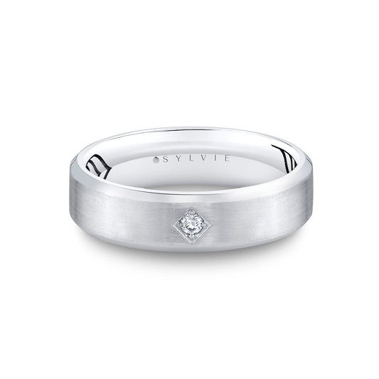 Shell Apex Brushed Diamond Mens Band - Lucien