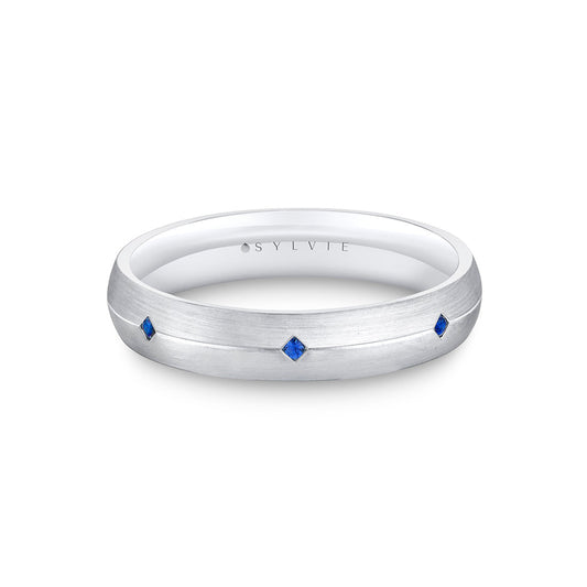 Heritage Brushed Sapphire Mens Band - Omar