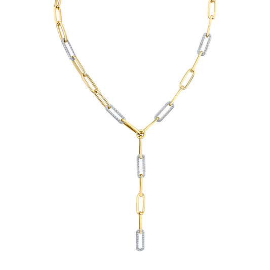 Diamond Paperclip Link Y-Necklace