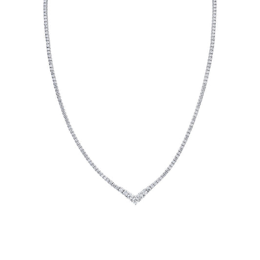 V Shaped Graduated Diamond Tennis Necklace